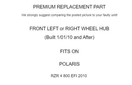 Masa delantera Polaris Rzr Ranger Ace 800 900